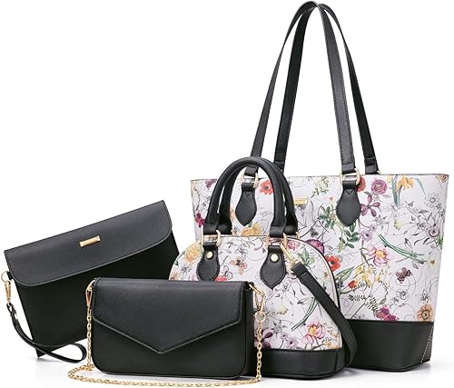4PCS Women Fashion Handbags Purses Wallet Tote Shoulder Bags Casual Crossbody Bags, Best Valentine's Day Gift for Ladies Girls, Satchel Purse Set 4pcs