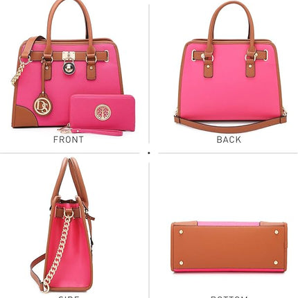 Dasein Women Handbags Top Handle Satchel Purse Shoulder Bag Hobo Bag Work Bag Set 2pcs