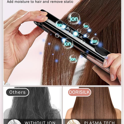 DORISILK 500 Degree High Temp Professional Hair Straightener，30s Fast Heating Ceramic Flat Iron ，2 in 1 Hair Straightener and Curler，Plasma Flat Iron Get Frizz-Free ，Dual Voltage for Travel Using