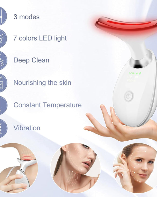 Facial Massager,7 Color LED Light Therapy for Face and Neck, Portable Beauty Skin Care Tools