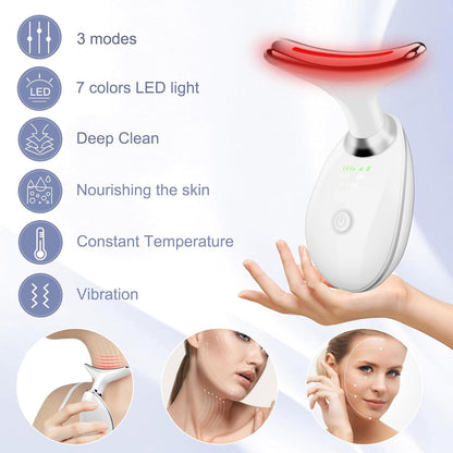 Facial Massager,7 Color LED Light Therapy for Face and Neck, Portable Beauty Skin Care Tools