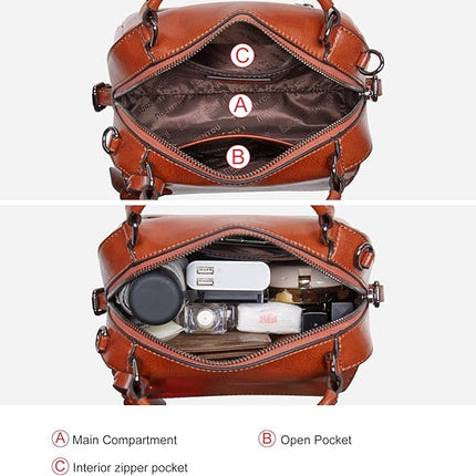 FOXLOVER Small Leather Crossbody Bags for Women Lady Shoulder Bag Top Handle Mini Handbag and Purse