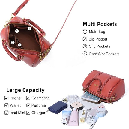 Angel Kiss Women Satchel Purses and Handbags Vegan Leather Boston Barrel Bag Top Handle Shoulder Purse with Crossbody Strap