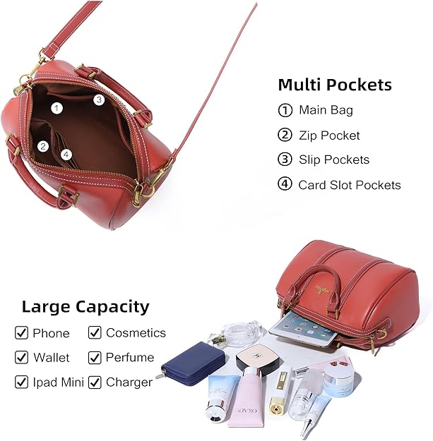 Angel Kiss Women Satchel Purses and Handbags Vegan Leather Boston Barrel Bag Top Handle Shoulder Purse with Crossbody Strap