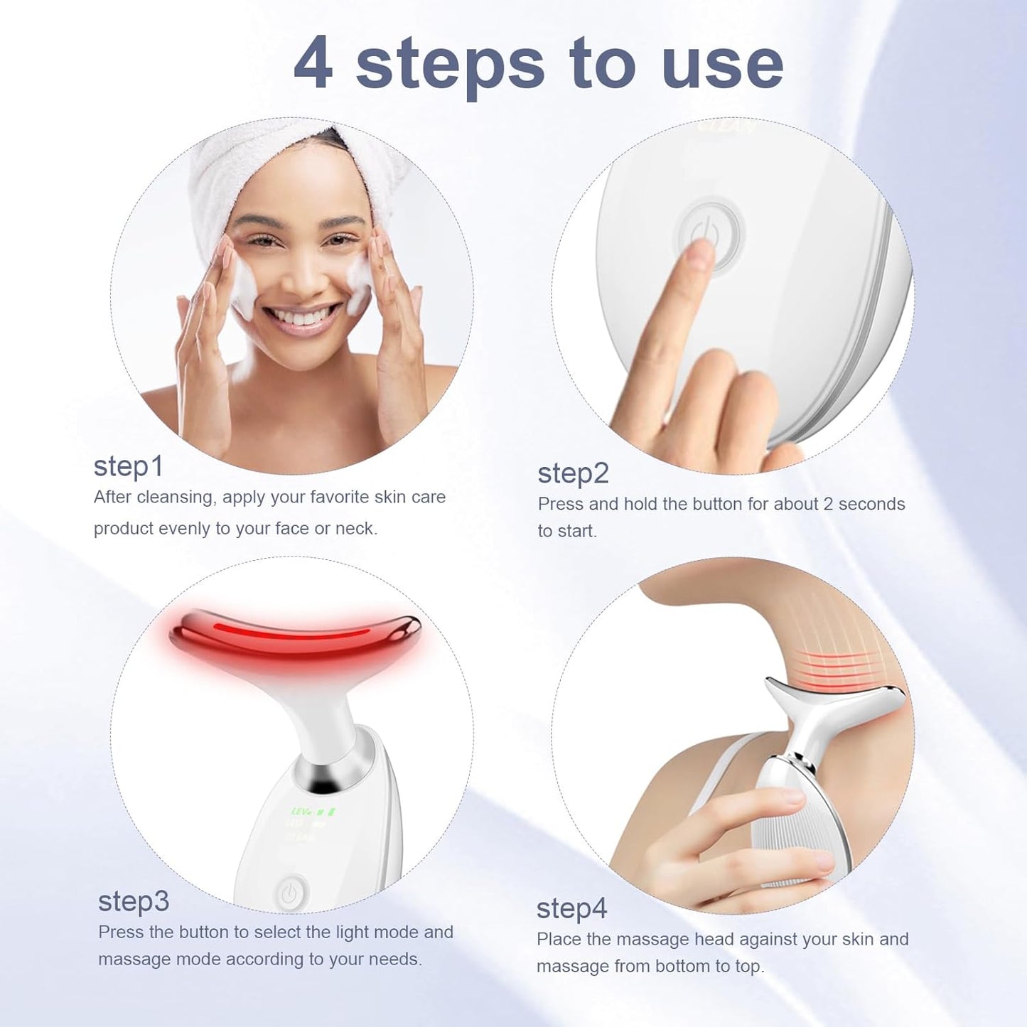 Facial Massager,7 Color LED Light Therapy for Face and Neck, Portable Beauty Skin Care Tools