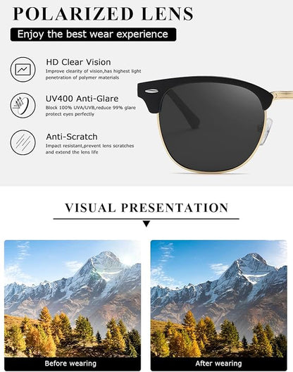 AEVOGUE Polarized Sunglasses For Women And Men Semi Rimless Frame Retro Sun Glasses AE0369