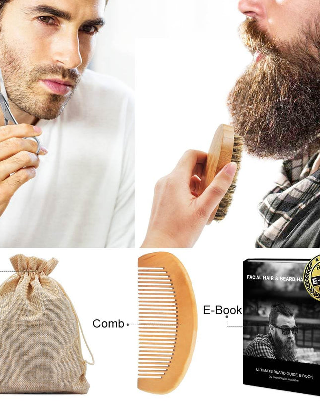 Upgraded Beard Grooming Kit w/Beard Conditioner,Beard Oil,Beard Balm,Beard Brush,Beard Wash,Beard Comb,Beard Scissor,Bag,E-Book,Beard Care Daddy Gifts for Men Him Dad Husband Boyfriend