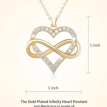 Infinity Heart Necklace for Women. 925 Sterling Silver Heart Necklace