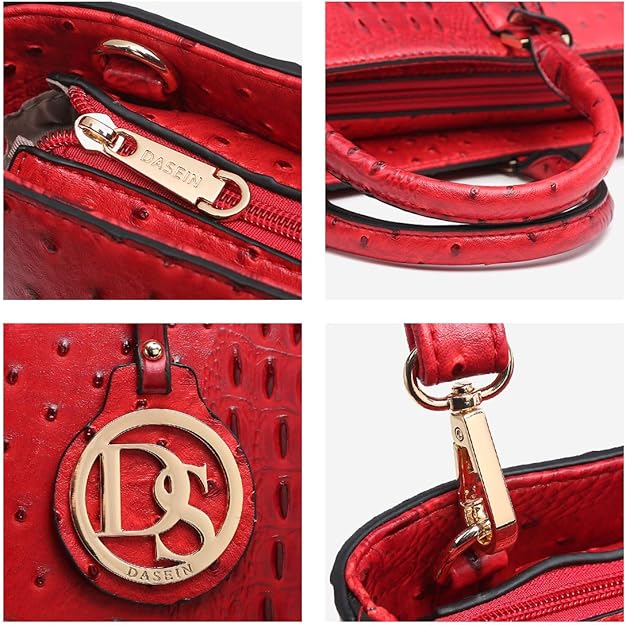 Dasein Women Satchel Purse Handbag Shoulder Bag Work Tote Bag with Matching Clutch