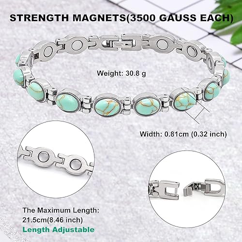 JEROOT Ultra Strength Magnetic Bracelets, Bracelet for Women and men, 3500-6000 Gauss Neodymium Magnets, Magnetic Field Therapy Jewelry Gift