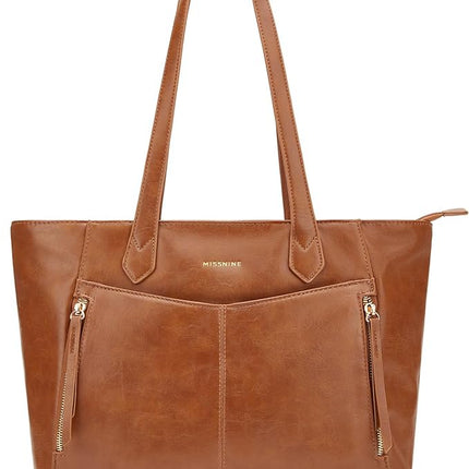 Missnine Elegant Leather Tote for Women Everyday Travel Purse Ladies Top-handle Shoulder Work Bags Shopper Handbag