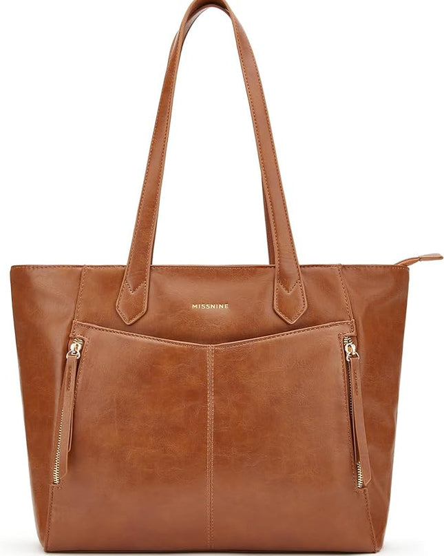 Missnine Elegant Leather Tote for Women Everyday Travel Purse Ladies Top-handle Shoulder Work Bags Shopper Handbag
