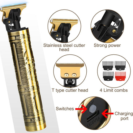 YOGINGO Professional Hair Trimmer for Men, Cordless Rechargeable Beard Trimmer Hair Clippers for Men, Metal Body Cutting Grooming Kit, Beard Shaver Barbershop, Bronze