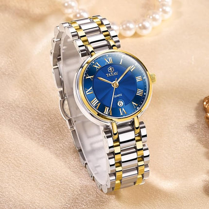 Taxau Watches for Women Silver Fashion Small Luxury Dress Stainless Steel Women's Wrist Watches with Date Dainty Analog Quartz