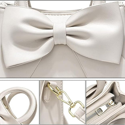 Bow Patent Leather Purse for Women Shoulder Handbag Crossbody Bag Satchel Clutch