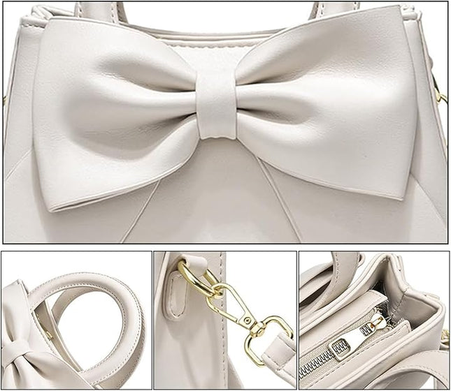 Bow Patent Leather Purse for Women Shoulder Handbag Crossbody Bag Satchel Clutch