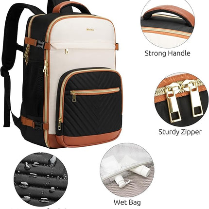 Travel Backpack for Women, 40L Carry On Backpack for Airplanes, Waterproof Large Weekender Overnight Luggage Daypack Airline Approved, Fits 17 Inch Laptop