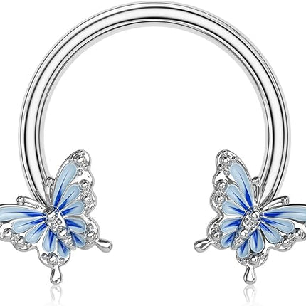 OUFER Butterfly Daith Earrings, 316L Surgical Steel Septum Nose Rings, 16G Daith Tragus Conch Piercing