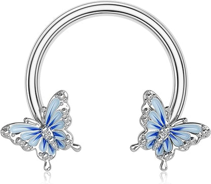 OUFER Butterfly Daith Earrings, 316L Surgical Steel Septum Nose Rings, 16G Daith Tragus Conch Piercing