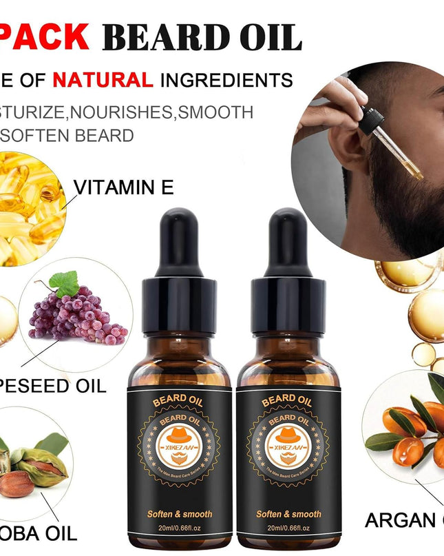 Upgraded Beard Grooming Kit w/Beard Conditioner,Beard Oil,Beard Balm,Beard Brush,Beard Wash,Beard Comb,Beard Scissor,Bag,E-Book,Beard Care Daddy Gifts for Men Him Dad Husband Boyfriend