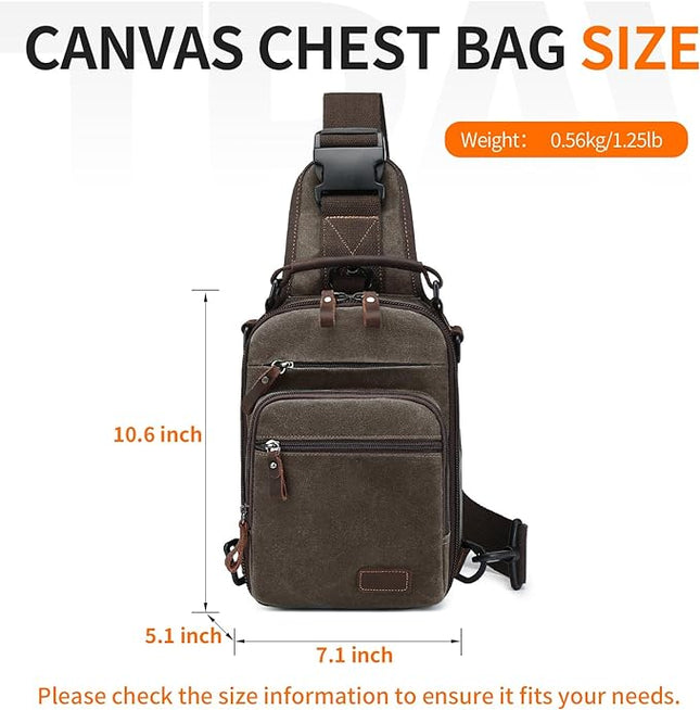 Nerlion Sling Bag for Men Waxed Canvas Crossbody Bag Chest Bag Water Resistant Shoulder Bag Casual Daypack