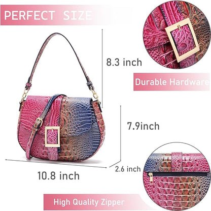 Leather Bags for Women Luxury Handbag Flap Purse Crocodile Pattern Crossbody Ladies Gradient Color Shoulder Bag