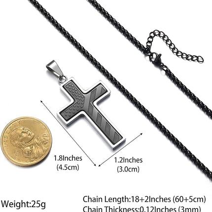Saintda American Flag Cross Pendant Stainless Steel Box Chain Necklace USA Patriotic Baptism Religious Beliefs Bible Verse Jewelry Men Teen Boys Gifts