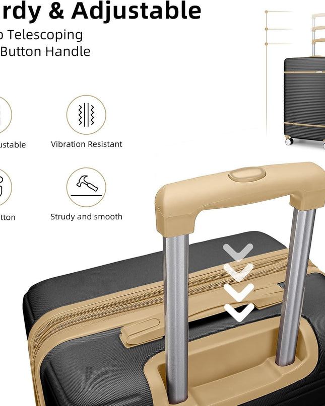 LARVENDER Luggage Sets 6 Piece with Duffel Bag, Expandable(Only 28 & 24") Hardside Luggage with Cosmetic Case 360° Spinner Wheels, Durable Luggage Set Clearance For Women Men, Black