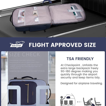 LOVEVOOK 40L Carry on Backpack for Women & Men with 3 Packing Cubes, Large Travel Backpack for Airplanes, TSA Personal Item Travel Bag fits 17" Laptop, Waterproof Travel Essentials Airline Approved
