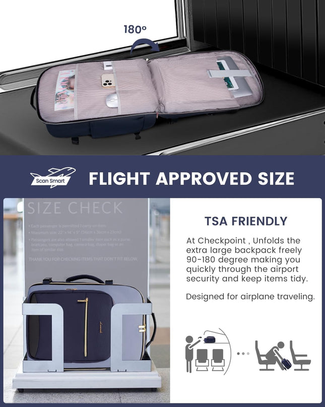 LOVEVOOK 40L Carry on Backpack for Women & Men with 3 Packing Cubes, Large Travel Backpack for Airplanes, TSA Personal Item Travel Bag fits 17" Laptop, Waterproof Travel Essentials Airline Approved