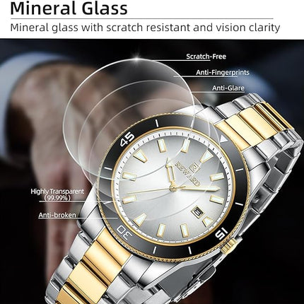 REWARD Watch for Men Simple Casual Fashion Quartz Men's Wrist Watches (Waterproof/Luminous/Date) Affordable Stainless Dress Wristwatch