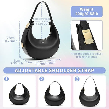 Keyli Shoulder Bag for Women 3 Ways Adjust Strap Clutches Hobo Purses Fashionable Casual Tote Handbags with 2 Zipper Closure
