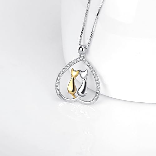 Cat Necklace 925 Sterling Silver Cat Lovers Jewelry Gifts for Women Girls 18"