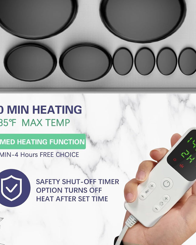 10 Pcs Basalt Hot Stones Massage Set with Temperature Adjustment