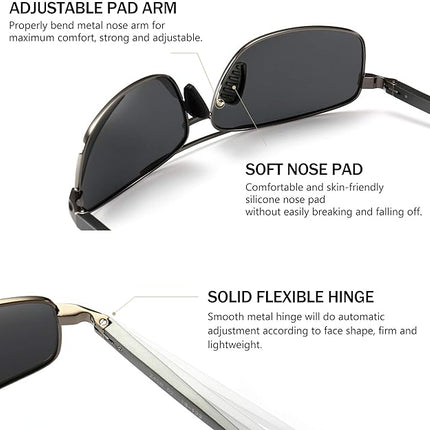 SUNGAIT Ultra Lightweight Rectangular Polarized Sunglasses UV400 Protection