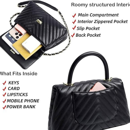 ER.Roulour Quilted Crossbody Bags for Women, Trendy Roomy Shoulder Handbags with Flap Gold Hardware Chain Purses Shoulder Bag