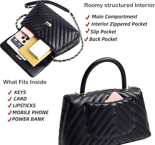 ER.Roulour Quilted Crossbody Bags for Women, Trendy Roomy Shoulder Handbags with Flap Gold Hardware Chain Purses Shoulder Bag