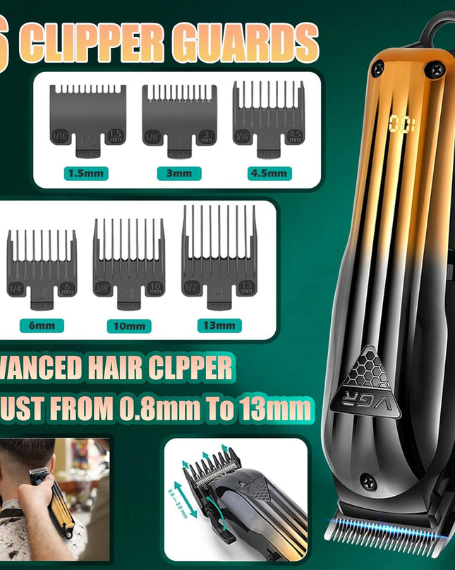 VGR 644 Hair Clippers for Men Professional, Cordless Beard Trimmer & Electric Razor Shavers for Men, Rechargeable 3 Piece Barber Hair Cutting Kit LED Display Men's Grooming Kit