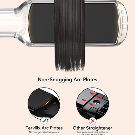Flat Iron Hair Straightener by Terviiix - Ceramic & Tourmaline for Smooth, One-Swipe Results, Salon-Grade Wide 1-3/4 Inch Straightening Iron Gently Straightens Thick, Curly, Black & Natural Hair