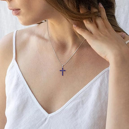 STARCHENIE Cross Necklace Sterling Silver Crucifix Pendant Gemstones Jewelry for Women