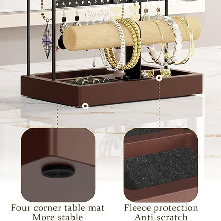 niffgaff Jewelry Holder Earring Display Stand: Jewelry Organizer Stand Earring Display Bulk Earring Storage Bracelet Organizer Wooden Base