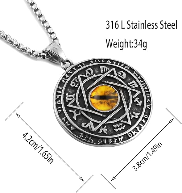 STWTR Red Eye Amulet Seal Solomon Hexagonal Star Twelve Constellation Pendant Blue Eye Stainless Steel Necklace