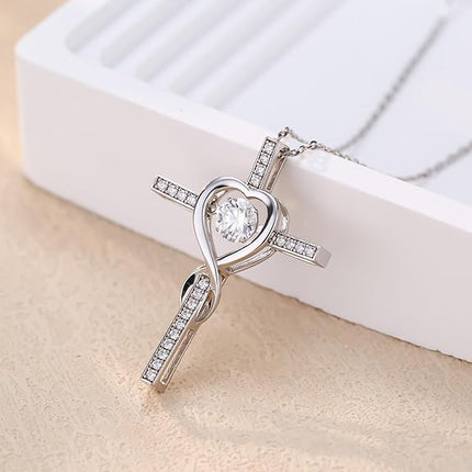 Moissanite Cross Necklace for Women,Floating Lab Diamond Crucifix Pendant Chain for Men,Religious Cross Jewelry S925 Sterling Silver Necklace Gifts for Valentine's Day Women