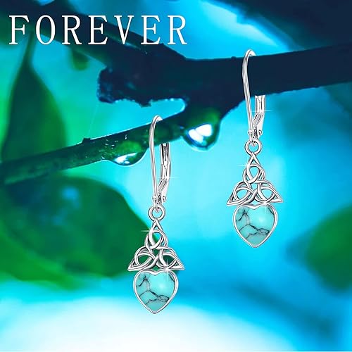 Celtic Birthstone Drop Earrings 925 Sterling Silver Birthstone Dangle Earrings Irish Celtic Jewelry