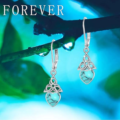 Celtic Birthstone Drop Earrings 925 Sterling Silver Birthstone Dangle Earrings Irish Celtic Jewelry