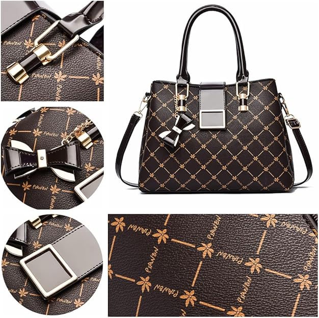 Purses and Handbags for Women Utility Top Handle Satchel Tote Bags with 3 Compartments Ladies Crossbody Bags Medium Size