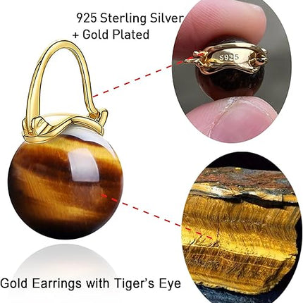 OwMell Elegant 925 Sterling Silver Pearl Drop Earrings Dangle Stud Gold Plated Earrings for Women Large Size 12mm