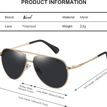 Aviator Sunglasses for Men Mirrored Lens UV400 Protection Lightweight Polarized Aviators Sunglasses