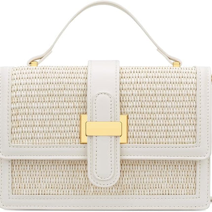 KKXIU Top Handle Straw Crossbody Bags for Women, Summer Straw Purses and Handbags Shoulder Clutch Beach Bag