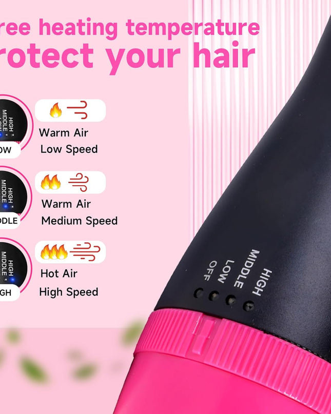 4-in-1 Hair Dryer Brush - Ionic Ceramic Titanium Brush Blow Dryer Hot Air Styler for Frizz-Free Blowouts, Salon Volumizer & Straightener with ALCI Safety Plug, 3 Heat Settings Hot Air Styler